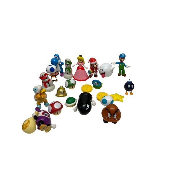 Super Mario Figurine Set Featuring Mario Luigi Princess Peach Yoshi Toad & Enemi - Picture 1 of 4